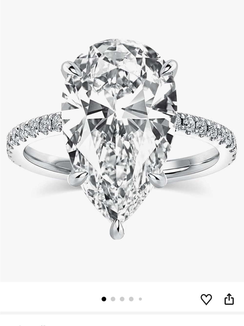 Rodiffy Silver Teardrop CZ Engagement Ring - Clear. Size 9 - Picture 5 of 10